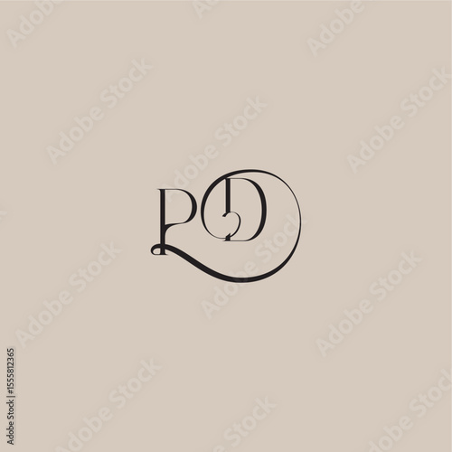 monogram wedding logo elegant and luxury style PD dinamyc curvy initial concept letter