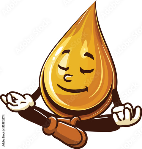 Cartoon character oil drop is meditating