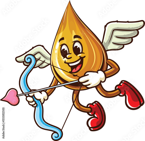 Cartoon character oil drop is becoming cupid
