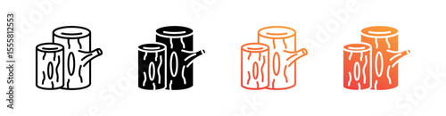 Timber Multiple Style Icon Set Vector 