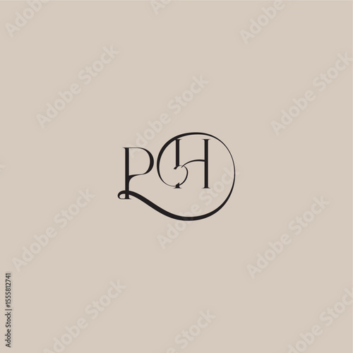 monogram wedding logo elegant and luxury style PH dinamyc curvy initial concept letter