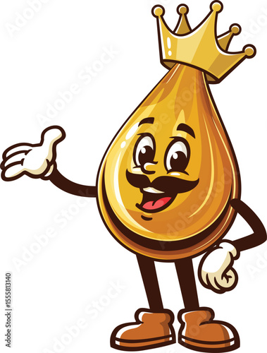 Cartoon character of oil drop king wearing a crown