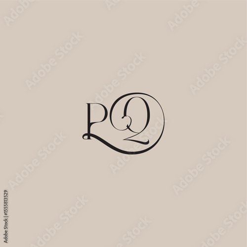 monogram wedding logo elegant and luxury style PQ dinamyc curvy initial concept letter
