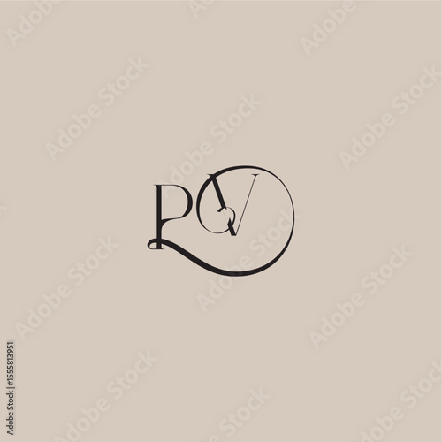 monogram wedding logo elegant and luxury style PV dinamyc curvy initial concept letter