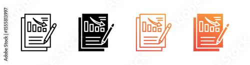 Underwriting Multiple Style Icon Set Vector 