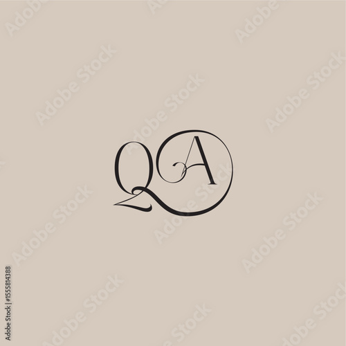 monogram wedding logo elegant and luxury style QA dinamyc curvy initial concept letter