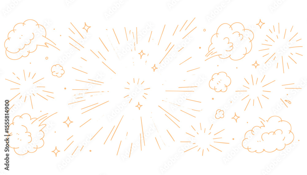 Obraz premium Radiant Explosions and Whimsical Clouds