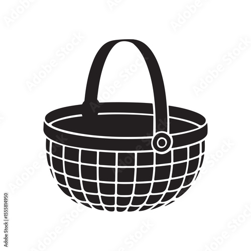 Versatile Empty Wicker Basket Silhouette Vector Illustration for Various Uses