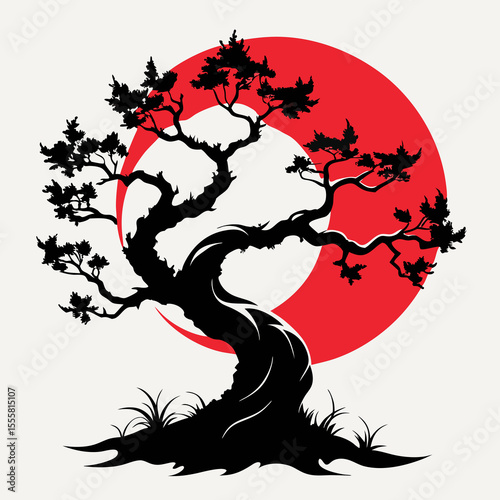 tree on a red background