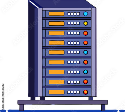 server rack with cables