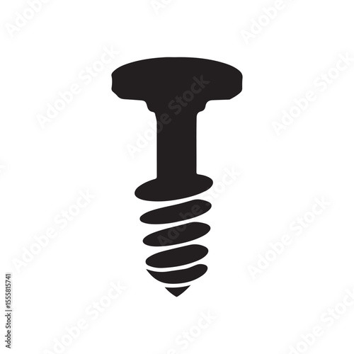 Heavy Duty Bolt or Screw Silhouette Icon for Construction and Repair