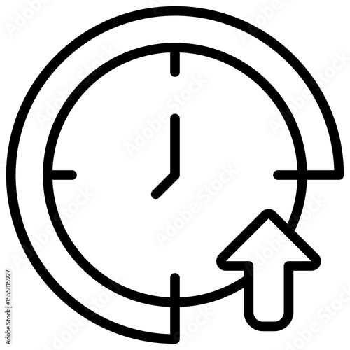 Scheduled Update Outline Style Icon - Clock with arrow pointing forward, suggesting scheduled post, publishing time, or content update