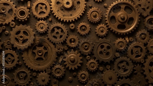 Wallpaper Mural Intricate arrangement of vintage gears and cogs creates a complex and textured industrial mosaic. Torontodigital.ca