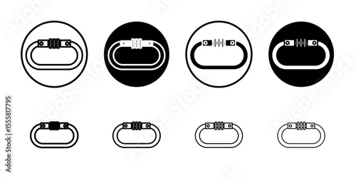 Carabiner icon thin flat simple illustration symbol