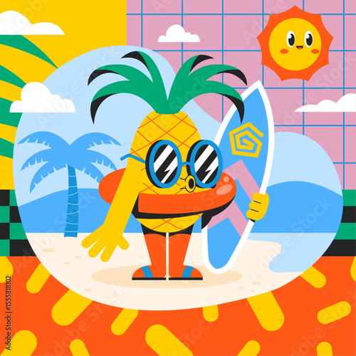 11_Hand drawn Flat 80s summer Illustration