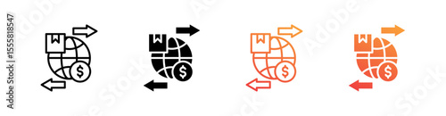 Fotografía Free Trade Multiple Style Icon Set Vector
