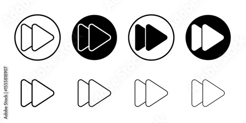 Forward icon set thin flat simple illustration symbol