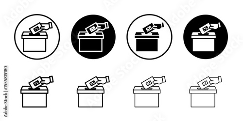 Hand voting ballot box icon thin flat simple illustration symbol
