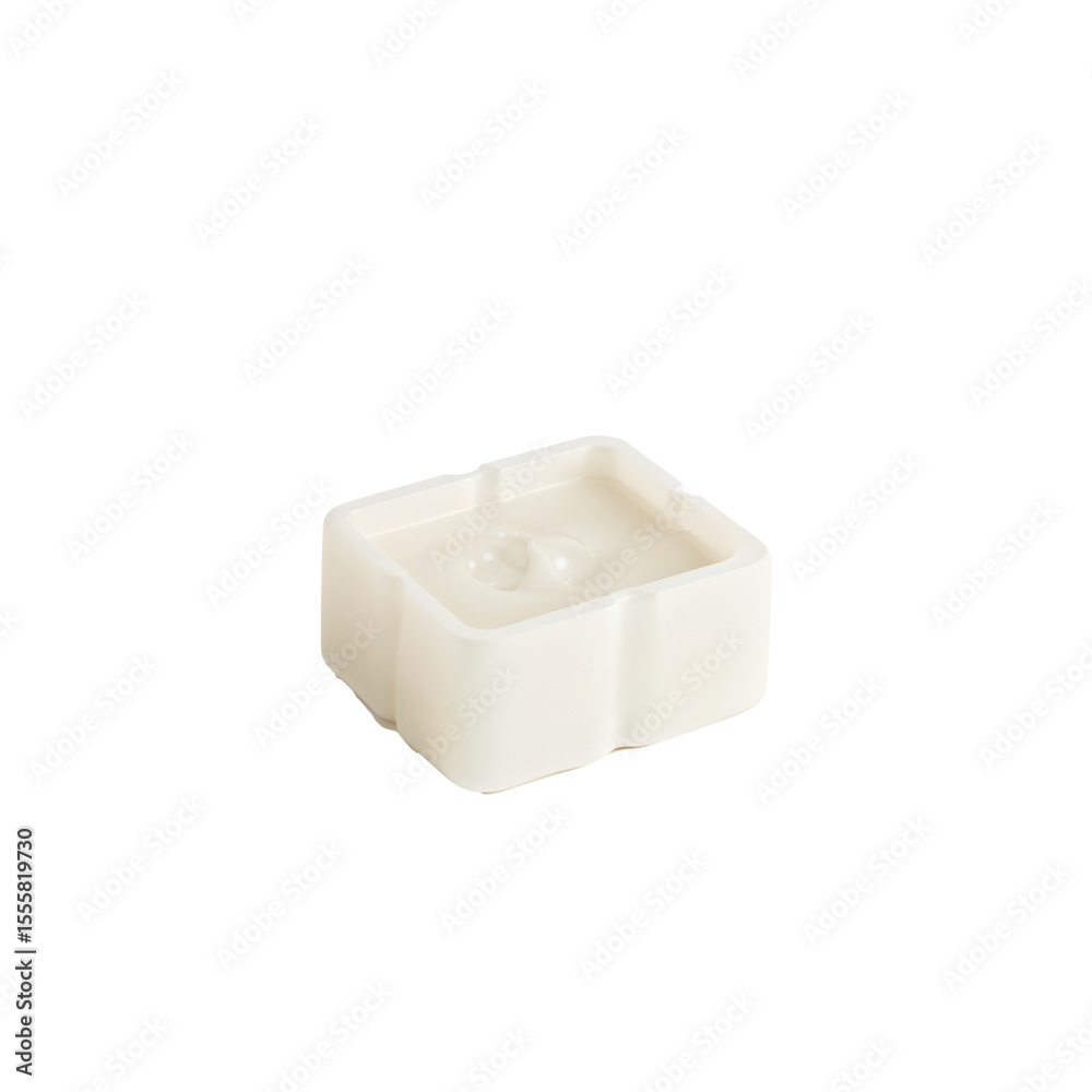 Fototapeta premium White square ashtray, simple style, smoking accessory, isolated on transparent background 