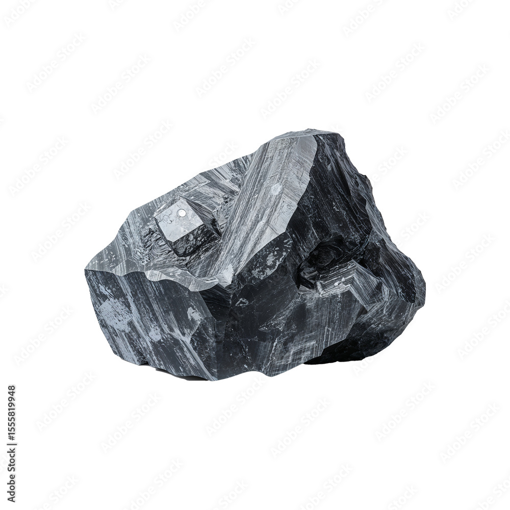Fototapeta premium Dark Gray Marble Rock, Isolated Object on a Transparent Background