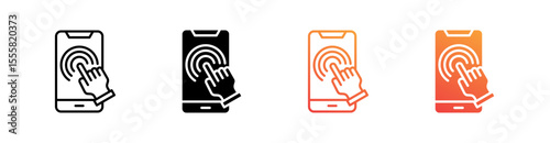 Touchscreen Multiple Style Icon Set Vector 