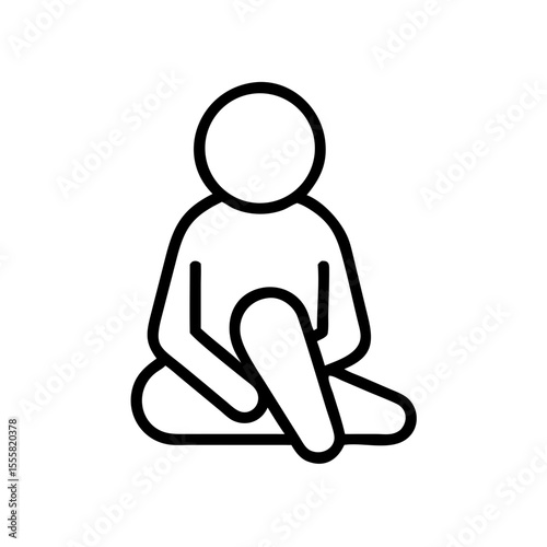 Abstract figure sitting in a relaxed position with crossed legs  