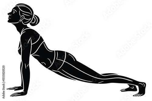 Woman in Plank Yoga Pose Silhouette