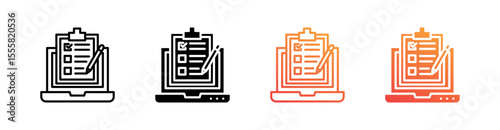 Online Surveys Multiple Style Icon Set Vector 