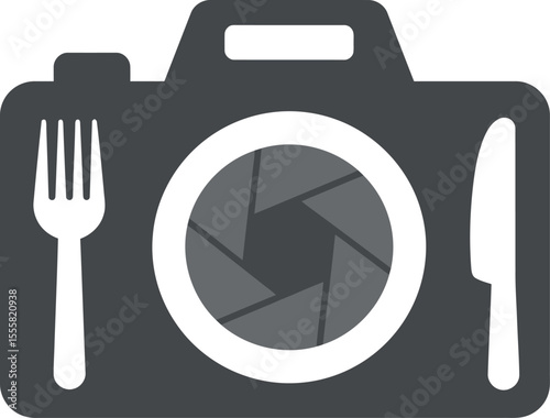 Food Photography Icon: Culinary Camera & Dining Utensils