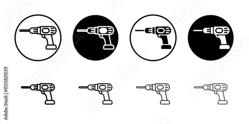Set of Drill icons thin flat simple illustration symbol