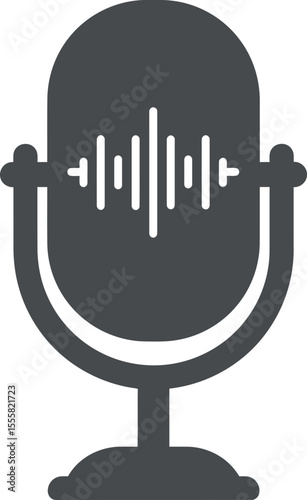 Microphone with Sound Waves - Podcast & Audio Recording
