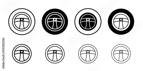 Steering Wheel icon thin flat simple illustration symbol