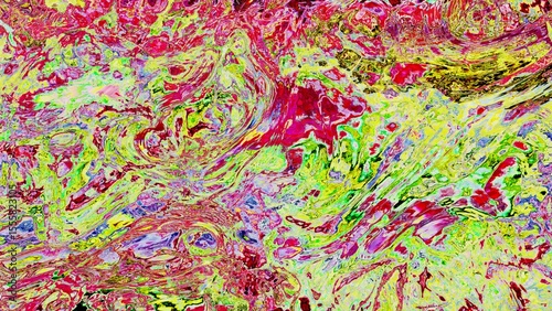 Vibrant Abstract Swirl with Dominant Blue Red Hues in Energetic Paint Splashes Artwork