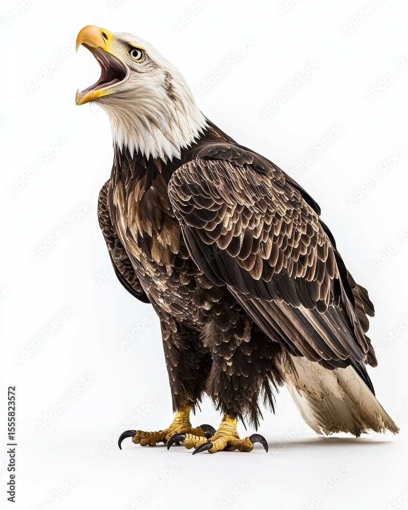 Obraz premium Bald Eagle Calling on White Background