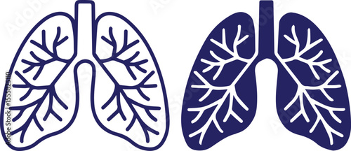 lungs, anatomical diagram, medical illustration, monochrome, minimalist, geometric, vector art
