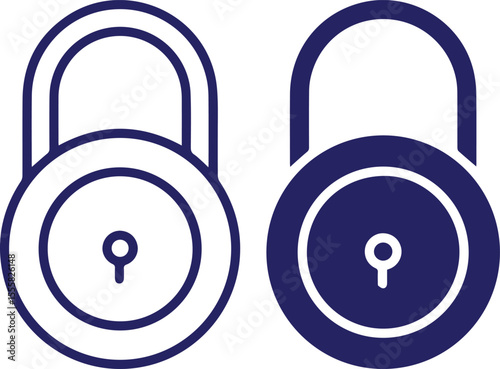 unlocked and locked padlock icons, minimalist vector lock, security, icon, symbol, design, illustration