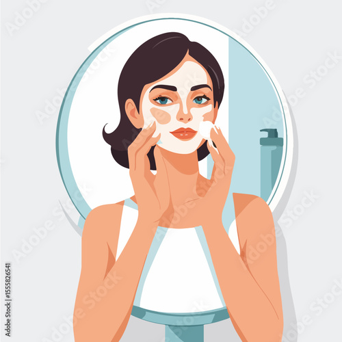 Woman Applying Cream Flat Icon
