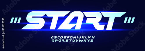 Futuristic tech alphabet, sharp digital bold slanted italic letter set, bold robotic font for space game logo, speed AI headline, dynamic typography, modern future space app design. Vector typeset.