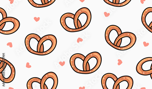 Cute pretzel pattern background vector design