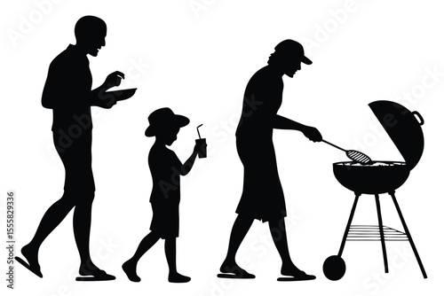 Family Silhouette at a Backyard BBQ
