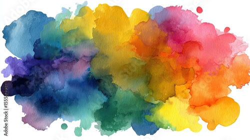 Vibrant Watercolor Rainbow Paint Splatter Background