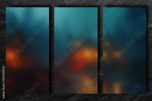 Spooky scene with houses in the night forest, made of glass tiles
