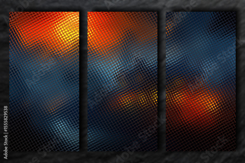 Creepy scene with a big haunted house on a bloody night, made of glass tiles
