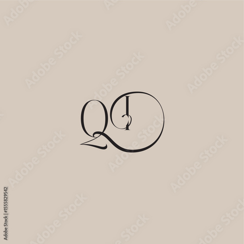 monogram wedding logo elegant and luxury style QI dinamyc curvy initial concept letter