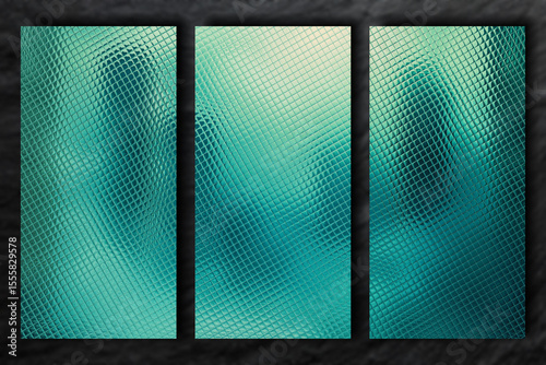 Creepy morning scene and foggy city, made of glass tiles
