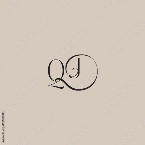 monogram wedding logo elegant and luxury style QJ dinamyc curvy initial concept letter