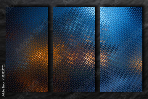 Scary night scene with haunted house in the fog, made of glass tiles
