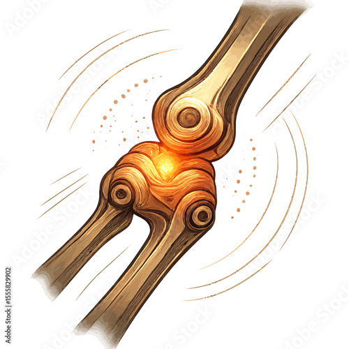 Rheumatology: Articulated joints with inflammation glow