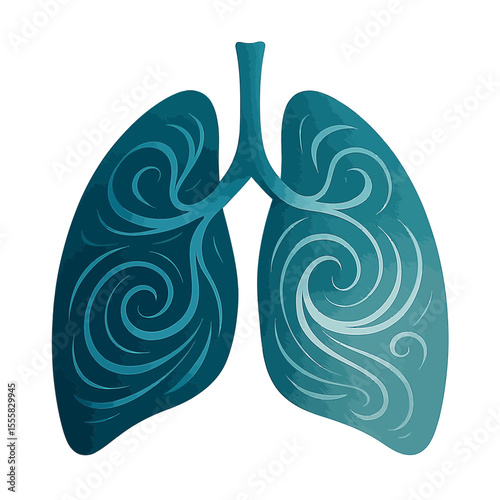 Pulmonology: Dynamic lungs with airflow vortex