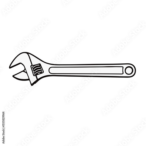 Silhouette image of a wrench on a white background
